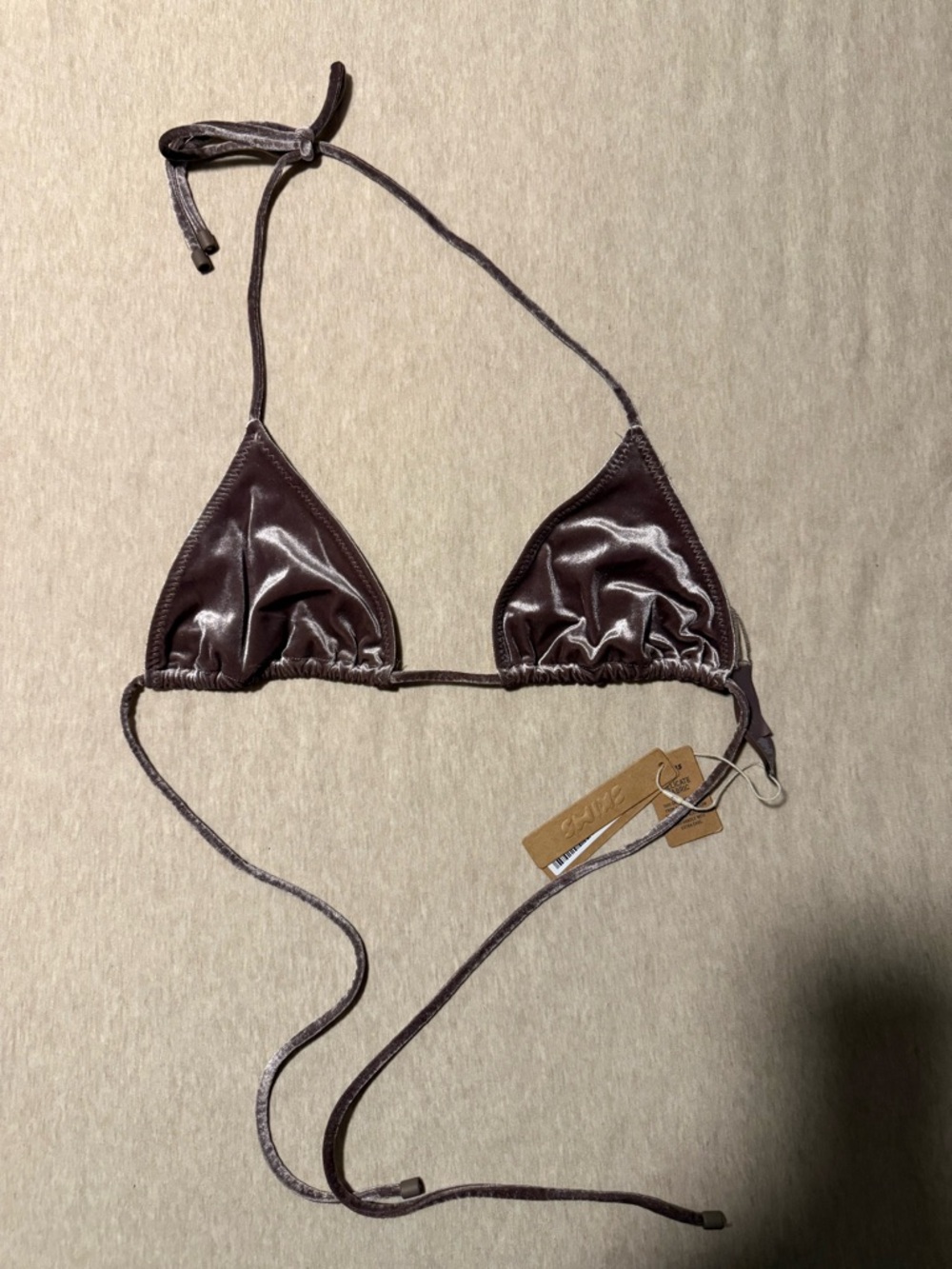 SKIMS Velvet Bikini Top in Brown